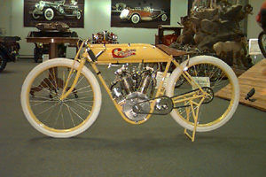 [yellow 1915 Cyclone Motorcycle]