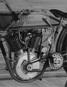 [left side of engine of 1916 Harley Davidson]