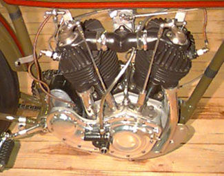 [right side of engine of 1926 Harley Davidson 2-Cam racer]