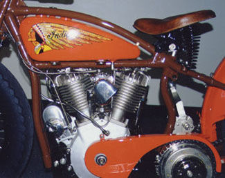 [left side of engine of 1929 Indian Motorcycle]