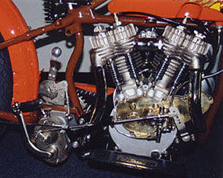 [right side of engine of 1929 Indian Motorcycle]